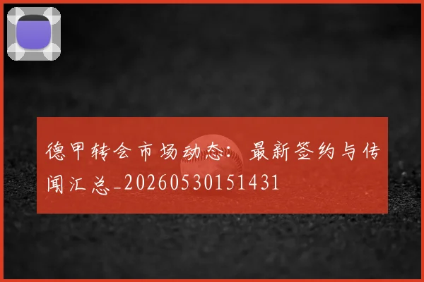 德甲转会市场动态：最新签约与传闻汇总_20260530151431